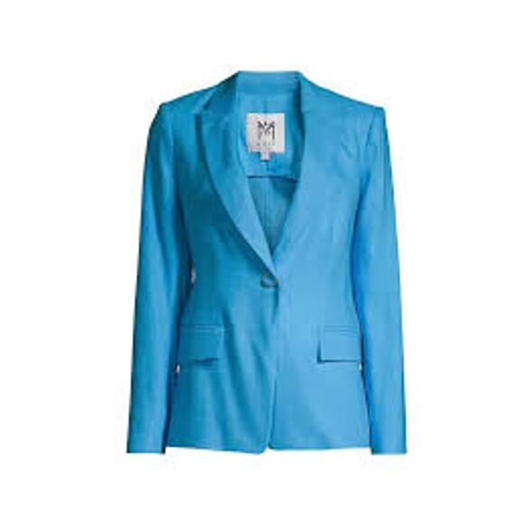 Milly Avery Linen Single Button Notched Blazer Sky Blue 17OJ00 Size 0 XS NEW - Picture 3 of 6